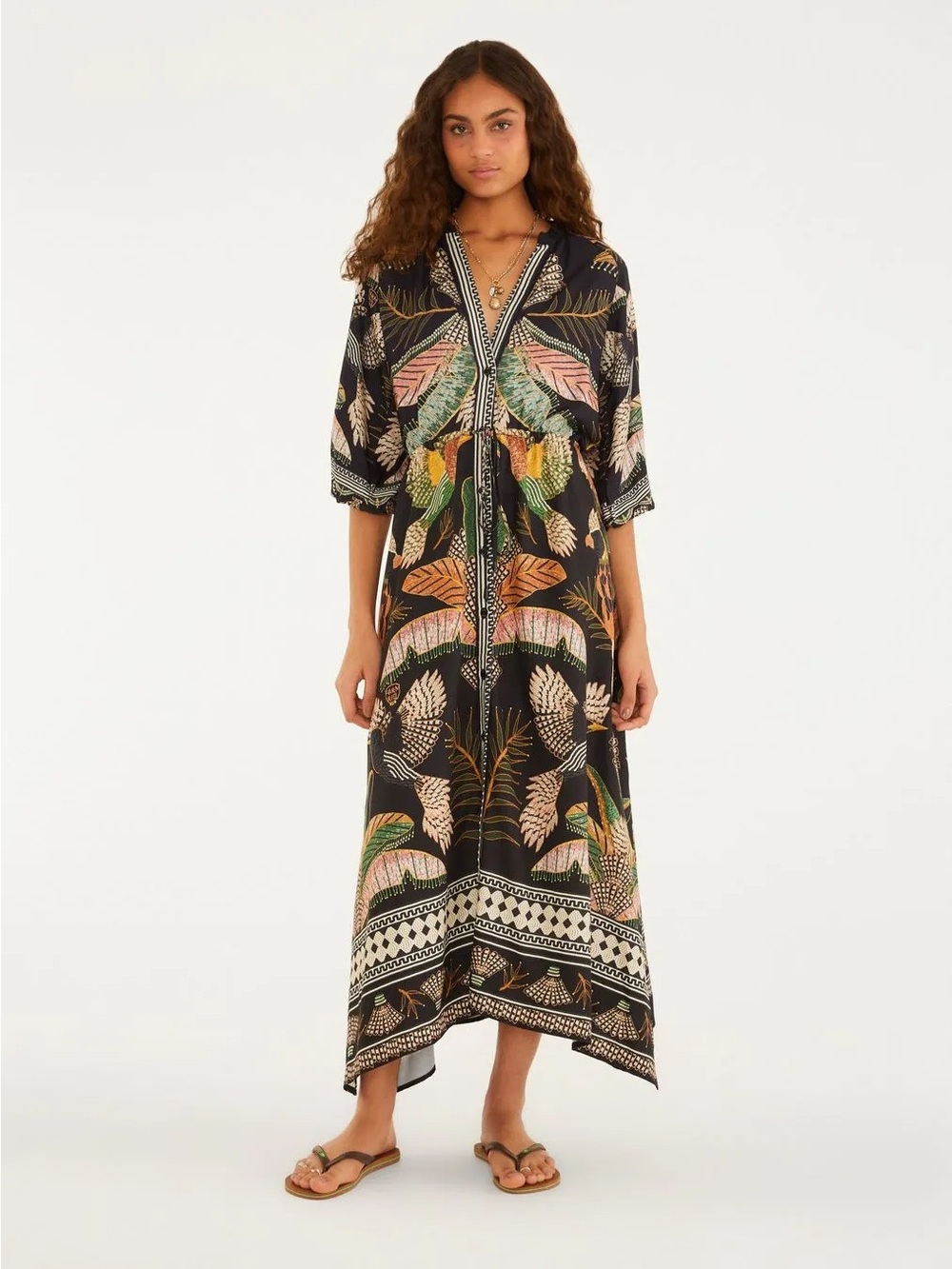 FARM Rio Tropical Bird Print Maxi Dress Black | Brazil Exclusive | NWT | Small